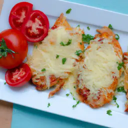 Gebackene Hähnchenbrust mit Käse und Tomaten